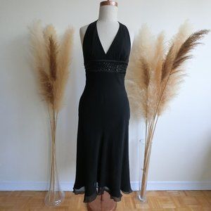 Black Halter Midi Dress